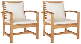 vidaXL Καρέκλες Κήπου 2 pcs Φυσικό 60 x 65 x 76.5 εκ Μασίφ ξύλο teak