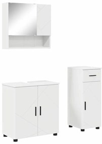 vidaXL Σετ Επίπλων Μπάνιου 3 pcs Λευκό Επεξεργασμένο ξύλο &amp; Μέταλλο