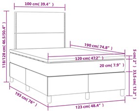 Κρεβάτι Boxspring με Στρώμα Λευκό 120x190εκ.από Συνθετικό Δέρμα - Λευκό