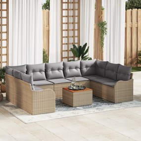 vidaXL Σουίτα Κήπου 10 pcs Beige, ανοιχτό γκρι Μεγάλο