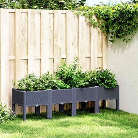 vidaXL Ζαρντινιέρα Κήπου με Πόδια Μπλε Γκρι 160x40x42 εκ. Πολυπροπυλένιο