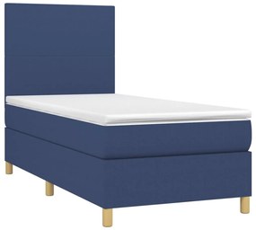 Κρεβάτι Boxspring με Στρώμα Μπλε 100 x 200 εκ. Υφασμάτινο - Μπλε