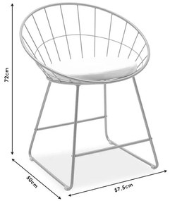 Καρέκλα Seth μέταλλο χρυσό-μαξιλάρι PVC λευκό 58x50x71 εκ.