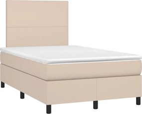vidaXL Κρεβάτι Boxspring Στρώμα&amp;LED Καπουτσίνο 120x200 εκ. Συνθ. Δέρμα
