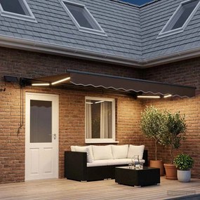 vidaXL Χειροκίνητο πλαίσιο τέντας με LED Taupe 4 x 2 m