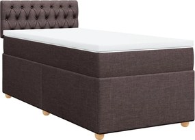 vidaXL Κρεβάτι Boxspring με Στρώμα Σκούρο Καφέ 90x200 εκ. Υφασμάτινο