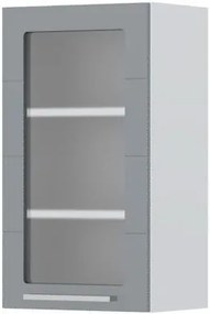 Ντουλάπι κρεμαστό Hudson V7-40-1KS με βιτρίνα-Λευκό - Γκρι