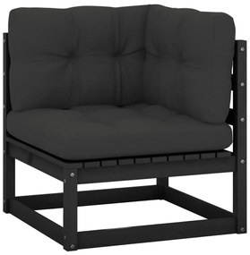 vidaXL Καναπές Κήπου Γωνιακός Ξύλο Πεύκου με Ανθρακί Μαξιλάρια