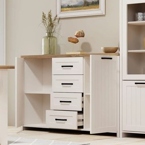 VERNE ΜΠΟΥΦΕΣ 147.9x37.2x91.8cm χρώμα Λευκό/Φυσικός Δρυς. TO-VERNEKOM2D4S