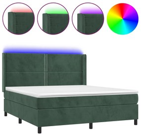 ΚΡΕΒΑΤΙ BOXSPRING ΜΕ ΣΤΡΩΜΑ &amp; LED ΣΚ. ΠΡΑΣΙΝΟ 180X200ΕΚ ΒΕΛΟΥΔΟ 3139520