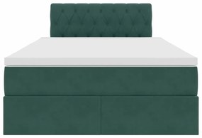 vidaXL Κρεβάτι με αποθηκευτικό χώρο και LED με στρώμα Σκούρο Πράσινο