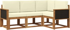 vidaXL Σειρά Καναπέ Εξωτερικού 4 pcs Φυσικό και Κρέμα Πολυεστέρας