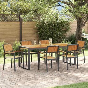 vidaXL Σέτ φαγητού για κήπο 7 pcs Μαύρο και καφέ 200 x 90 x 75 cm