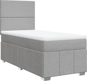 vidaXL Κρεβάτι Boxspring με Στρώμα Ανοιχτό Γκρι 100x200 εκ. Υφασμάτινο