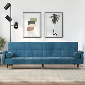 Καναπές Κρεβάτι με Μαξιλάρια Μπλε Βελούδινος - Μπλε