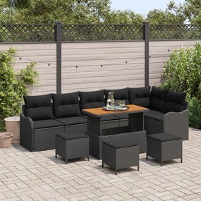 vidaXL Σετ Καναπέ Κήπου Ρυθμιζόμενο ύψος 10 pcs Μαύρο συνθετικό ρατάν