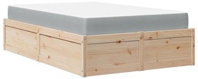 vidaXL Κρεβάτι με Στρώμα 120x190 εκ Μασίφ Ξύλο Πεύκου