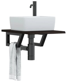 Ράφι Νιπτήρα Τοίχου από Ατσάλι / Μασίφ Ξύλο Δρυός