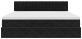 vidaXL Οθωμανικό κρεβάτι με στρώμα Μαύρο 180x200cm Velvet
