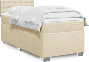 vidaXL Κρεβάτι Boxspring με Στρώμα Κρεμ 90x190 εκ.Υφασμάτινο