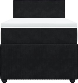 vidaXL Κρεβάτι Boxspring με Στρώμα Μαύρο 90x190 εκ. Βελούδινο