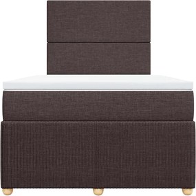 vidaXL Κρεβάτι Boxspring με Στρώμα Σκούρο Καφέ 120x190 εκ Υφασμάτινο