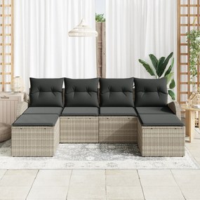 vidaXL Σετ Καναπέ 6 Τεμαχίων με Μαξιλάρια Ανοιχτό Γκρι Ρατάν