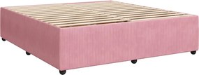 vidaXL Κρεβάτι Boxspring με Στρώμα Ροζ 200x200 εκ. Βελούδινο