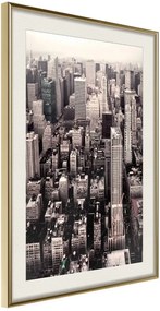 Αφίσα - New York from a Bird's Eye View - 40x60 - Χρυσό - Με πασπαρτού