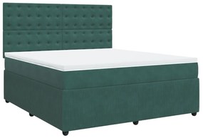 Κρεβάτι Boxspring με Στρώμα Σκούρο Πράσινο 180x200εκ. Βελούδινο - Πράσινο