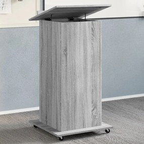 vidaXL Αναλόγιο με Ροδάκια &amp; Συρτάρι Γκρι Sonoma 55x55x107εκ Επεξ Ξύλο