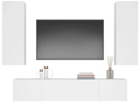 vidaXL Σετ Επίπλου Τηλεόρασης 4 Τεμαχίων Λευκό από Επεξεργασμένο Ξύλο