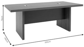 Τραπέζι συνεδριάσεων Oscar καρυδί-ανθρακί 200x100x76εκ 200x100x76 εκ.