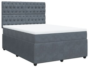 vidaXL Κρεβάτι Boxspring με Στρώμα Σκούρο Γκρι 160x200 εκ. Βελούδινο