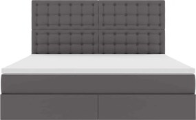 vidaXL Κρεβάτι Αποθήκης με στρώμα Γκρι 160 x 200 cm Τεχνητό Δέρμα