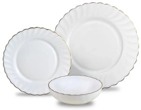 Kinghoff KH 1921 σερβίτσιο δείπνου, 18 τεμάχια, Για 6 άτομα, Οπαλ γυαλί, Λευκό/Σπαντέξ