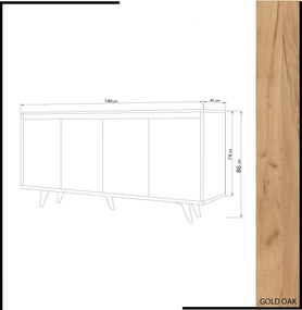 Κονσόλα Δρυς / Λευκό PILAPRE 140x40x86