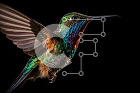 Σετ των 2 Intra Συλλεκτικό Ξύλινο Παζλ Plywood  4mm - Ζωντανή εικόνα ενός κολιμπρί σε πτήση Σε Ξύλινο Κουτί - Διαστάσεις: 10x10 cm – 25 κομμάτια