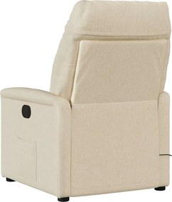 vidaXL Πολυθρόνα Μασάζ Ανακλινόμενη Ηλεκτρική Κρεμ Υφασμάτινη