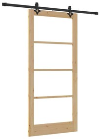 vidaXL Συρόμενη Πόρτα Χειροκίνητος Καφέ 93 x 202 cm Ξύλο και μέταλλο
