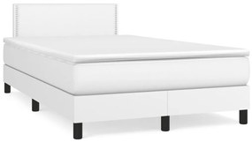 Κρεβάτι Boxspring με Στρώμα Λευκό 120x190εκ.από Συνθετικό Δέρμα - Λευκό