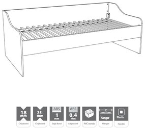 Καναπές - Κρεβάτι Kinder Δρύς 96x206x75 εκ.