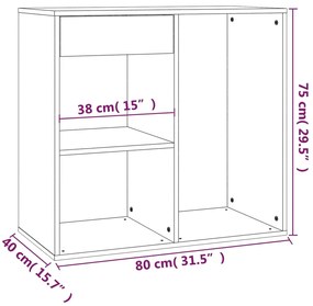 Ντουλάπι Καλλυντικών Γυαλιστερό Λευκό 80x40x75 εκ. Επεξ. ξύλο - Λευκό