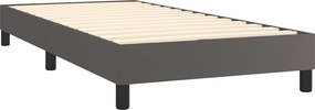 vidaXL Κρεβάτι Boxspring με Στρώμα Γκρι 90x200 εκ. από Συνθετικό Δέρμα