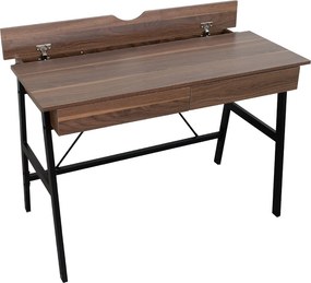 Γραφείο Με 2 Συρτάρια & Ντουλάπι (110x55x75) Spitishop Nuez Walnut/Black