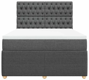 vidaXL Κρεβάτι Boxspring με Στρώμα Σκούρο Γκρι 140x200 εκ Υφασμάτινο