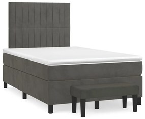 vidaXL Κρεβάτι Boxspring με Στρώμα Σκούρο Γκρι 120x200 εκ. Βελούδινο