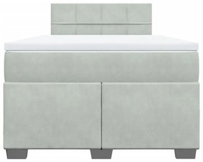 Κρεβάτι Boxspring με Στρώμα Ανοιχτό Γκρι 120x200 εκ. Βελούδινο - Γκρι