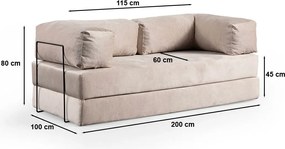 2-Seat Sofa-Bed Via Con - Cream Cream