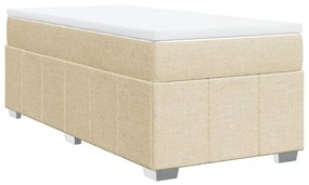 Κρεβάτι Boxspring με Στρώμα Κρεμ 100 x 200 εκ. Υφασμάτινο - Κρεμ